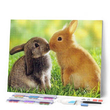 Cargar imagen en el visor de la galería, Punto De Cruz Diamante - Punto De Cruz Diamante - Conejos Pareja - Figuredart - Conejos Mascotas Punto De Cruz Diamante Animales