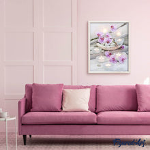 Cargar imagen en el visor de la galería, Punto de Cruz Diamante - Diamond Painting - Flores y velas 40x50cm con bastidor montado