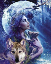 Cargar imagen en el visor de la galería, Punto De Cruz Diamante - Punto De Cruz Diamante - Maderas Mujeres Y Wolf - Figuredart - Conejos Lobos Mascotas Punto De Cruz Diamante