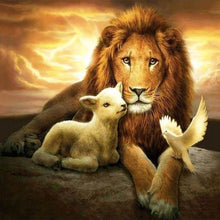 Cargar imagen en el visor de la galería, Punto De Cruz Diamante - Punto De Cruz Diamante - Leo Ovejas Y Pájaro - Figuredart - Leones Mascotas Punto De Cruz Diamante Animales