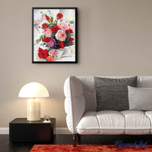 Cargar imagen en el visor de la galería, Punto de Cruz Diamante - Diamond Painting - Rosas flores hermosas 40x50cm con bastidor montado