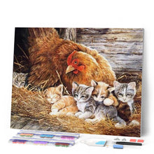 Cargar imagen en el visor de la galería, Punto De Cruz Diamante - Punto De Cruz Diamante - Gatitos Y La Gallina - Figuredart - Gatos Mascotas Punto De Cruz Diamante Animales