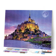 Cargar imagen en el visor de la galería, Punto de Cruz Diamante - Diamond Painting - Le Mont Saint Michel 40x50cm con bastidor montado