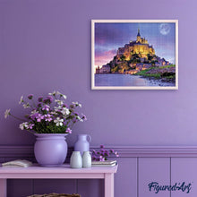 Cargar imagen en el visor de la galería, Punto de Cruz Diamante - Diamond Painting - Le Mont Saint Michel 40x50cm con bastidor montado