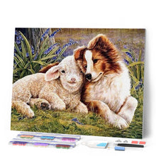 Cargar imagen en el visor de la galería, Punto De Cruz Diamante - Punto De Cruz Diamante - Perro Y Cordero - Figuredart - Mascotas Perros Punto De Cruz Diamante Animales