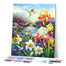 Cargar imagen en el visor de la galería, Punto De Cruz Diamante - Punto De Cruz Diamante - Colibrí Cerca Del Río - Figuredart - Flores Mascotas Punto De Cruz Diamante Animales