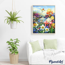 Cargar imagen en el visor de la galería, Punto De Cruz Diamante - Punto De Cruz Diamante - Colibrí Cerca Del Río - Figuredart - Flores Mascotas Punto De Cruz Diamante Animales