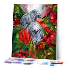 Cargar imagen en el visor de la galería, Punto De Cruz Diamante - Punto De Cruz Diamante - Rojo Y Gris Loros - Figuredart - Loros Mascotas Punto De Cruz Diamante Animales Pájaros