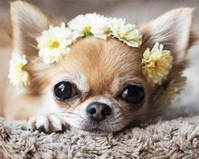 Cargar imagen en el visor de la galería, Punto De Cruz Diamante - Punto De Cruz Diamante - Perro Pequeño Y La Corona De Flores - Figuredart - Flores Mascotas Perros Punto De Cruz