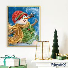Cargar imagen en el visor de la galería, Punto De Cruz Diamante - Punto De Cruz Diamante - Muñeco De Nieve Y Una Chaqueta Verde - Figuredart - Invierno Paisajes Punto De Cruz