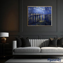 Cargar imagen en el visor de la galería, Punto de Cruz Diamante - Diamond Painting - Noche estrellada de Van Gogh sobre el Ródano 40x50cm con bastidor montado