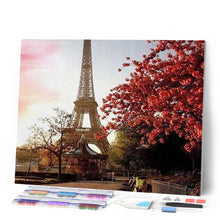 Cargar imagen en el visor de la galería, Punto De Cruz Diamante - Punto De Cruz Diamante - Torre Eiffel Y Flores Árbol - Figuredart - Ciudad Punto De Cruz Diamante Ciudades