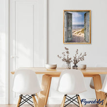 Cargar imagen en el visor de la galería, Punto de Cruz Diamante - Diamond Painting - Puerta de acceso a la playa 40x50cm con bastidor montado