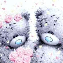 Cargar imagen en el visor de la galería, Punto De Cruz Diamante - Punto De Cruz Diamante - Dos Osos De Peluche Y Rosas - Figuredart - Otros Punto De Cruz Diamante Otros