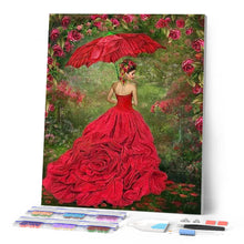Cargar imagen en el visor de la galería, Punto De Cruz Diamante - Punto De Cruz Diamante - Mujer En Vestido Rojo - Figuredart - Punto De Cruz Diamante Romanticismo Romántico