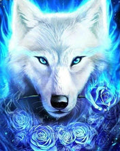 Cargar imagen en el visor de la galería, Punto De Cruz Diamante - Punto De Cruz Diamante - Lobo Y Azul De Las Rosas - Figuredart - Mascotas Punto De Cruz Diamante Animales