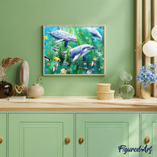 Cargar imagen en el visor de la galería, Punto De Cruz Diamante - Punto De Cruz Diamante - Los Delfines Bajo El Agua - Figuredart - Delfines Mascotas Punto De Cruz Diamante Animales