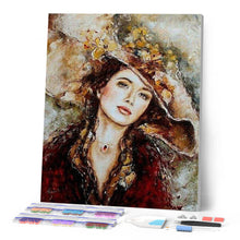 Cargar imagen en el visor de la galería, Punto De Cruz Diamante - Punto De Cruz Diamante - Mujer Con Sombrero - Figuredart - Punto De Cruz Diamante Romanticismo Romántico