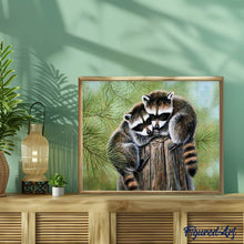 Cargar imagen en el visor de la galería, Punto De Cruz Diamante - Punto De Cruz Diamante - Mapache Encaramado - Figuredart - Mapaches Mascotas Punto De Cruz Diamante Animales
