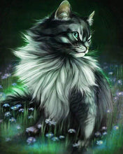 Cargar imagen en el visor de la galería, Punto De Cruz Diamante - Punto De Cruz Diamante - Gato Bastante En Flores - Figuredart - Flores Gatos Mascotas Punto De Cruz Diamante