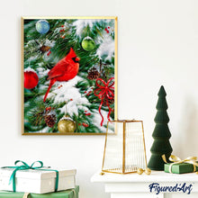 Cargar imagen en el visor de la galería, Punto De Cruz Diamante - Punto De Cruz Diamante - Pájaro En El Árbol De Navidad - Figuredart - Mascotas Navidad Punto De Cruz Diamante