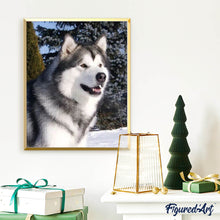 Cargar imagen en el visor de la galería, Punto De Cruz Diamante - Punto De Cruz Diamante - Husky En La Nieve - Figuredart - Invierno Mascotas Punto De Cruz Diamante Animales