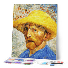 Cargar imagen en el visor de la galería, Diamond Painting - Autorretrato con sombrero de paja - Van Gogh