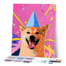 Cargar imagen en el visor de la galería, Punto de Cruz Diamante - Diamond Painting - Perro sonriendo pop art 40x50cm con bastidor montado