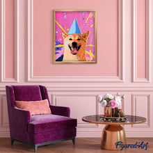 Cargar imagen en el visor de la galería, Punto de Cruz Diamante - Diamond Painting - Perro sonriendo pop art 40x50cm con bastidor montado