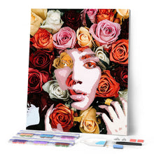 Cargar imagen en el visor de la galería, Punto de Cruz Diamante - Diamond Painting - Cara rosada 40x50cm con bastidor montado