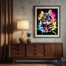 Cargar imagen en el visor de la galería, Punto de Cruz Diamante - Diamond Painting - Gato Splash Pop Art 40x50cm con bastidor montado