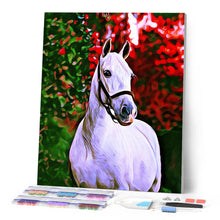 Cargar imagen en el visor de la galería, Punto de Cruz Diamante - Diamond Painting - Caballo y fondo de color