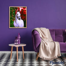 Cargar imagen en el visor de la galería, Punto de Cruz Diamante - Diamond Painting - Caballo y fondo de color 40x50cm con bastidor montado