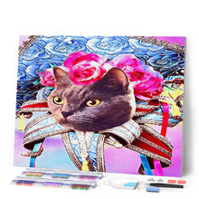 Cargar imagen en el visor de la galería, Punto de Cruz Diamante - Diamond Painting - Gato mardigras