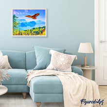Cargar imagen en el visor de la galería, Punto de Cruz Diamante - Diamond Painting - Águila y paisaje de Suiza 40x50cm con bastidor montado