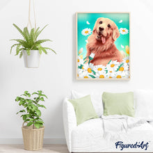 Cargar imagen en el visor de la galería, Punto de Cruz Diamante - Diamond Painting - Golden retriever