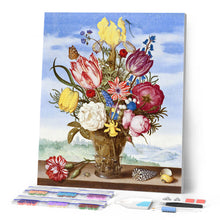 Cargar imagen en el visor de la galería, Punto de Cruz Diamante - Ramo de flores sobre una cornisa - Ambrosius Bosschaert