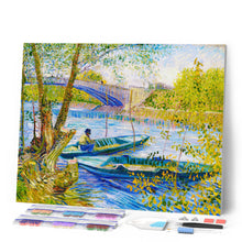 Cargar imagen en el visor de la galería, Diamond Painting - Pesca en primavera, Pont de Clichy - Van Gogh 40x50cm con bastidor montado