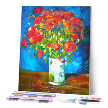 Cargar imagen en el visor de la galería, Punto de Cruz Diamante - Jarrón con amapolas rojas - Van Gogh