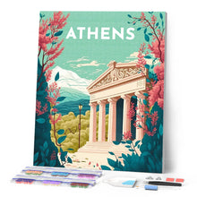 Cargar imagen en el visor de la galería, Diamond Painting - Póster de viaje Atenas 40x50cm con bastidor montado