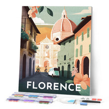 Cargar imagen en el visor de la galería, Diamond Painting - Póster de viaje Florencia 40x50cm con bastidor montado