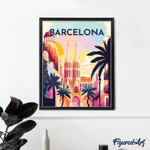 Cargar imagen en el visor de la galería, Diamond Painting - Póster de viaje Barcelona 40x50cm con bastidor montado