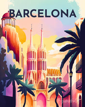 Cargar imagen en el visor de la galería, Diamond Painting - Diamond Painting - Póster de viaje Barcelona 40x50cm con bastidor montado
