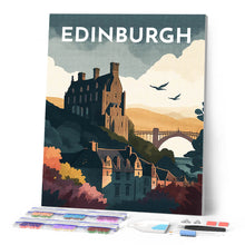 Cargar imagen en el visor de la galería, Diamond Painting - Póster de viaje Edimburgo 40x50cm con bastidor montado