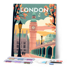 Cargar imagen en el visor de la galería, Diamond Painting - Póster de viaje Londres 2 40x50cm con bastidor montado