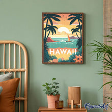 Cargar imagen en el visor de la galería, Diamond Painting - Póster de viaje Hawái 40x50cm con bastidor montado