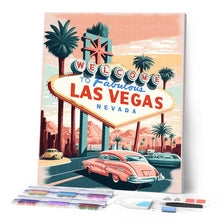 Cargar imagen en el visor de la galería, Diamond Painting - Póster de viaje Las Vegas 40x50cm con bastidor montado
