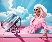 Cargar imagen en el visor de la galería, Diamond Painting - Diva en un Auto Retro Rosa