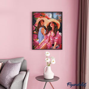 Diamond Painting - Hermanas en un Jardín Rosa