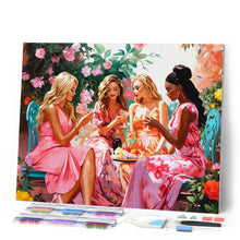 Cargar imagen en el visor de la galería, Diamond Painting - Brindis de las Divas en el Jardín 40x50cm con bastidor montado